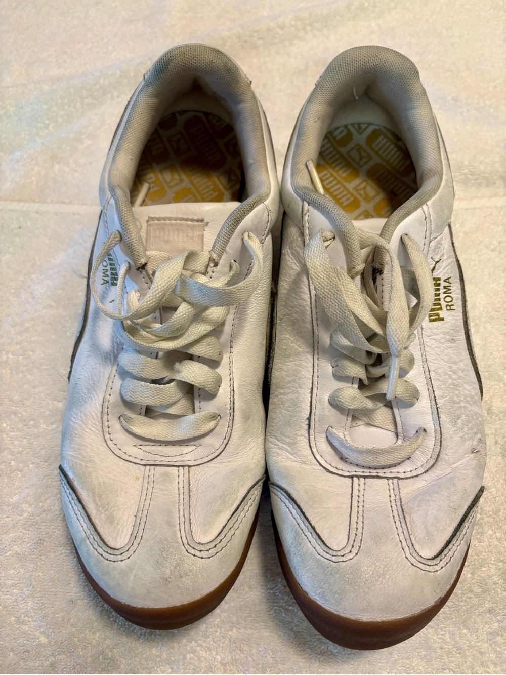 Puma White Leather Men's Sneakers with Gum Outsole